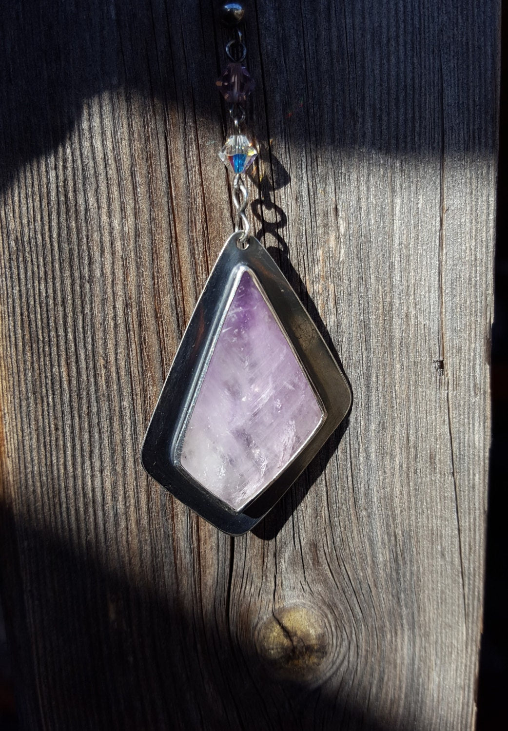 1970's Fluorite Quartz - Freeform Gemstone - Sterling Silver