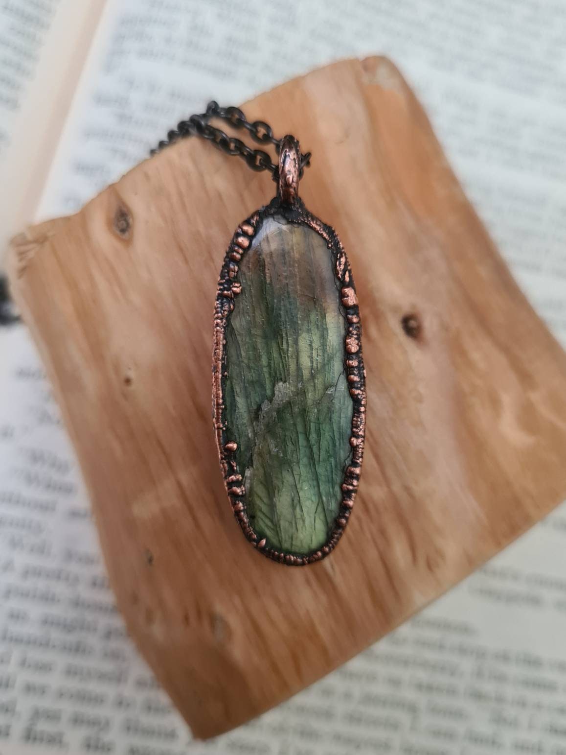 Labradorite Pendant - Oval Gemstone - Copper Electroformed