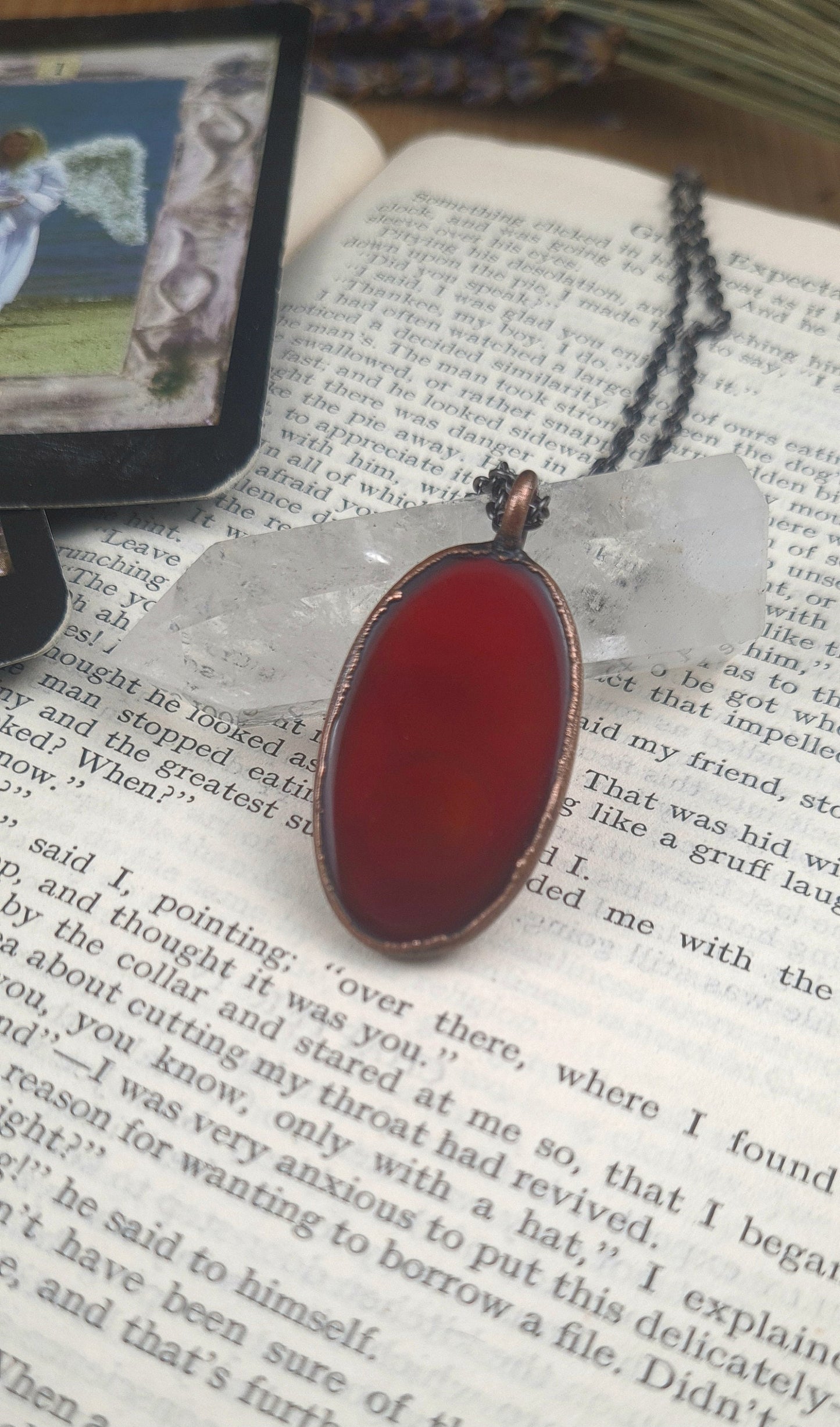 Red Carnelian Cabochon - Oval Gemstone - Copper Electroformed