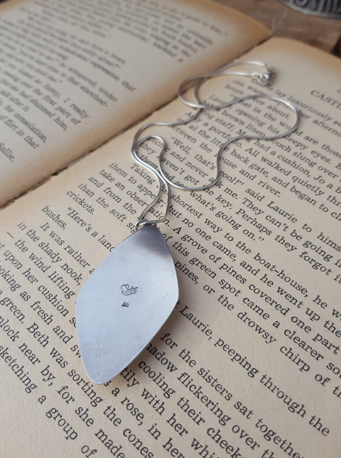 Beige Bruneau Jasper Pendant - Freeform Gemstone - Sterling Silver