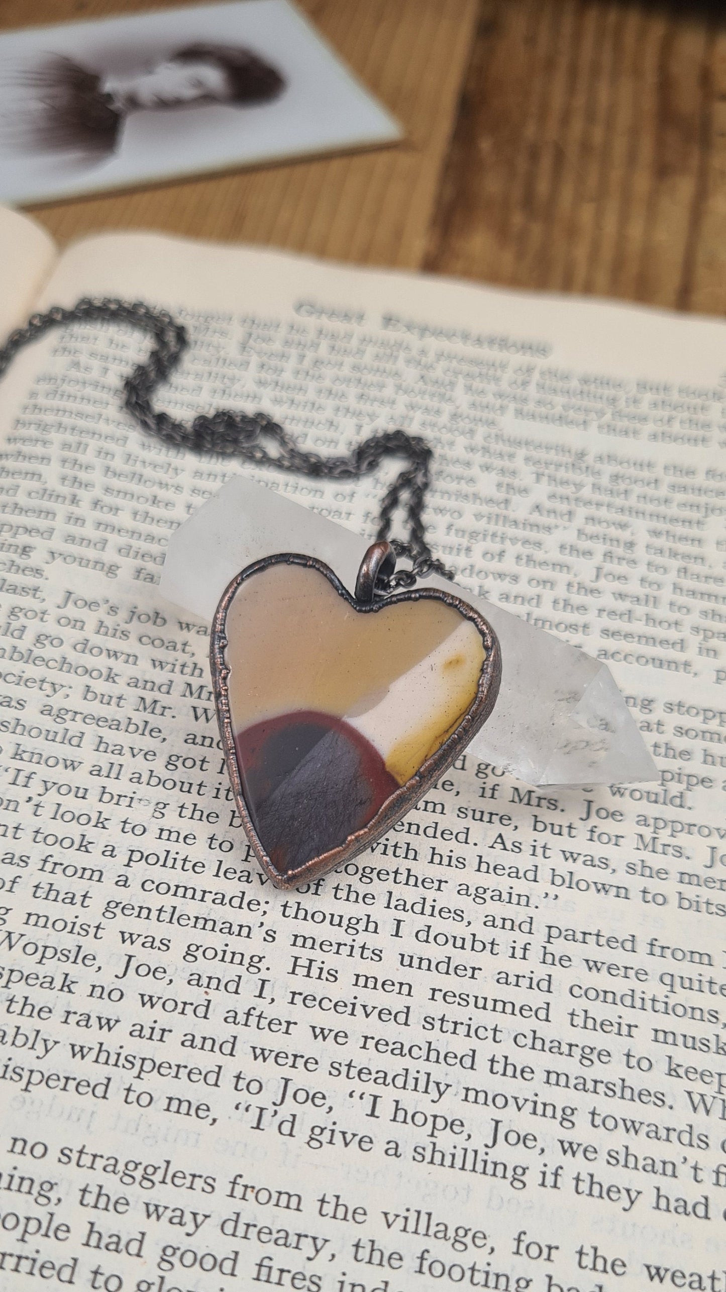Mookaite Red Jasper Cabochon - Heart Gemstone - Copper Electroformed