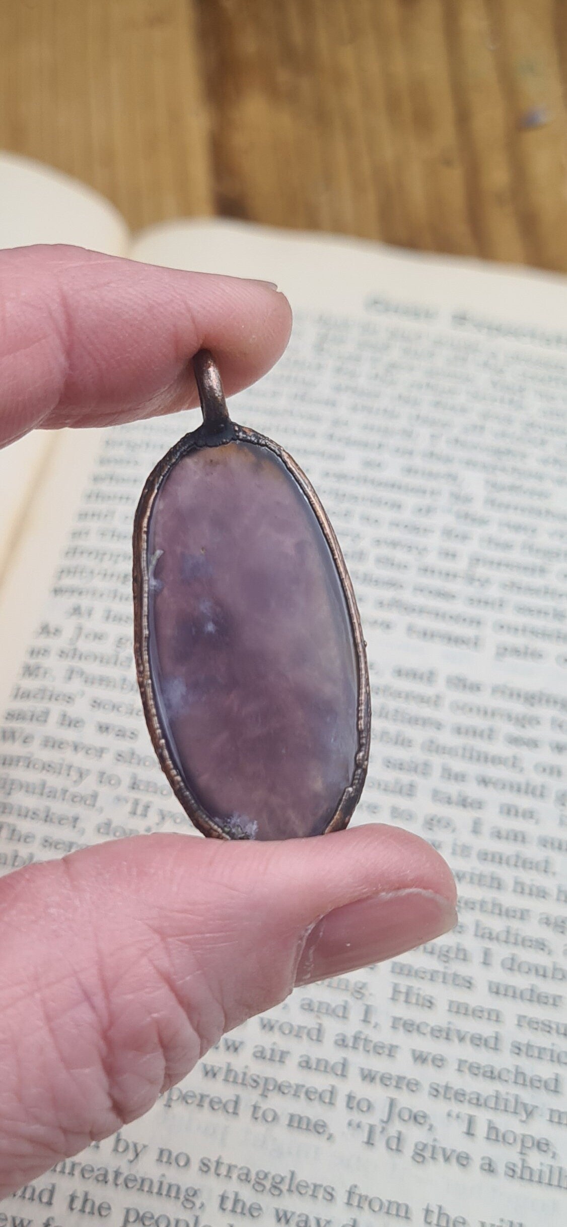 Purple Chalcedony Cabochon - Oval Gemstone - Copper Electroformed