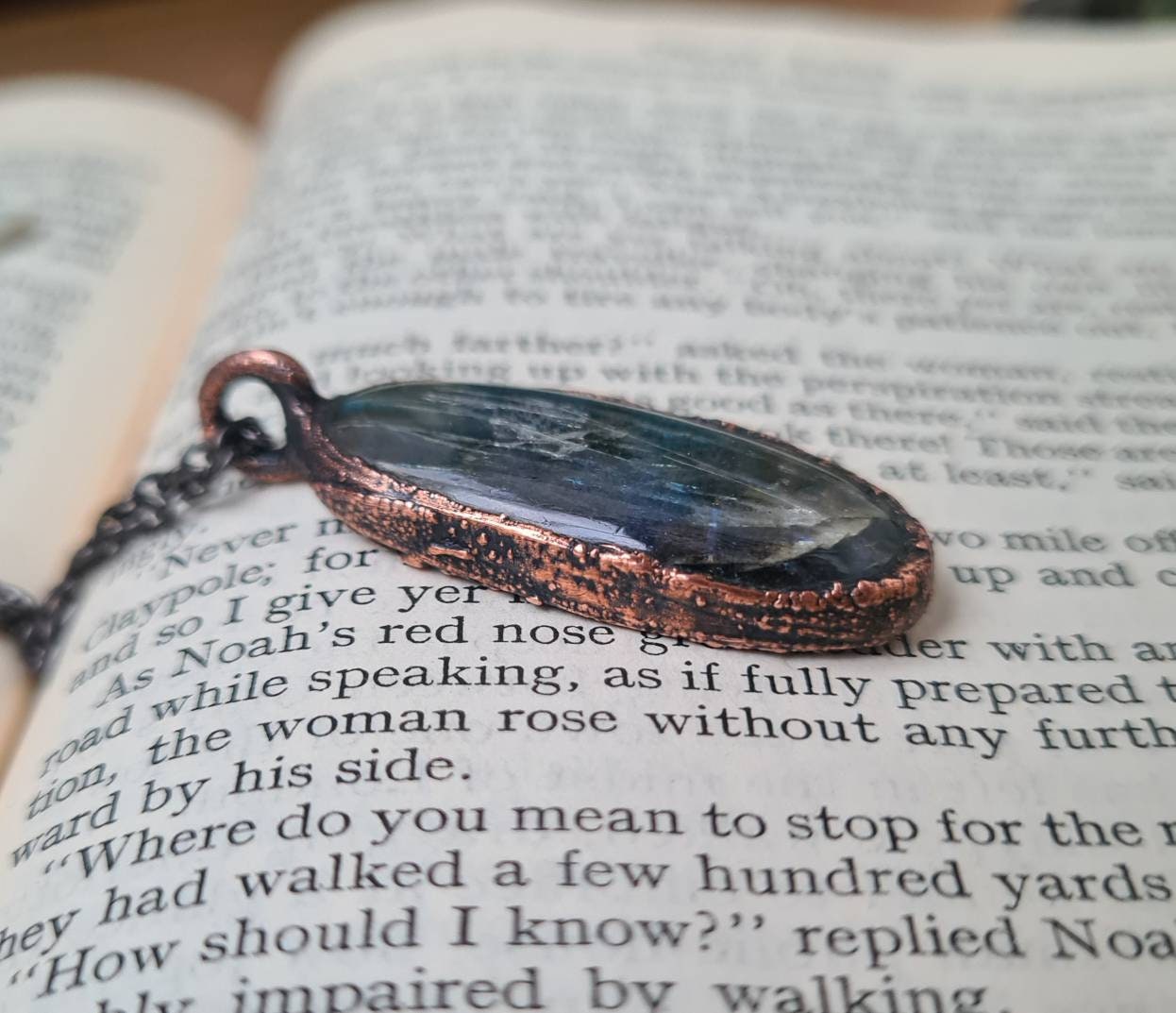 Labradorite Pendant - Oval Gemstone - Copper Electroformed