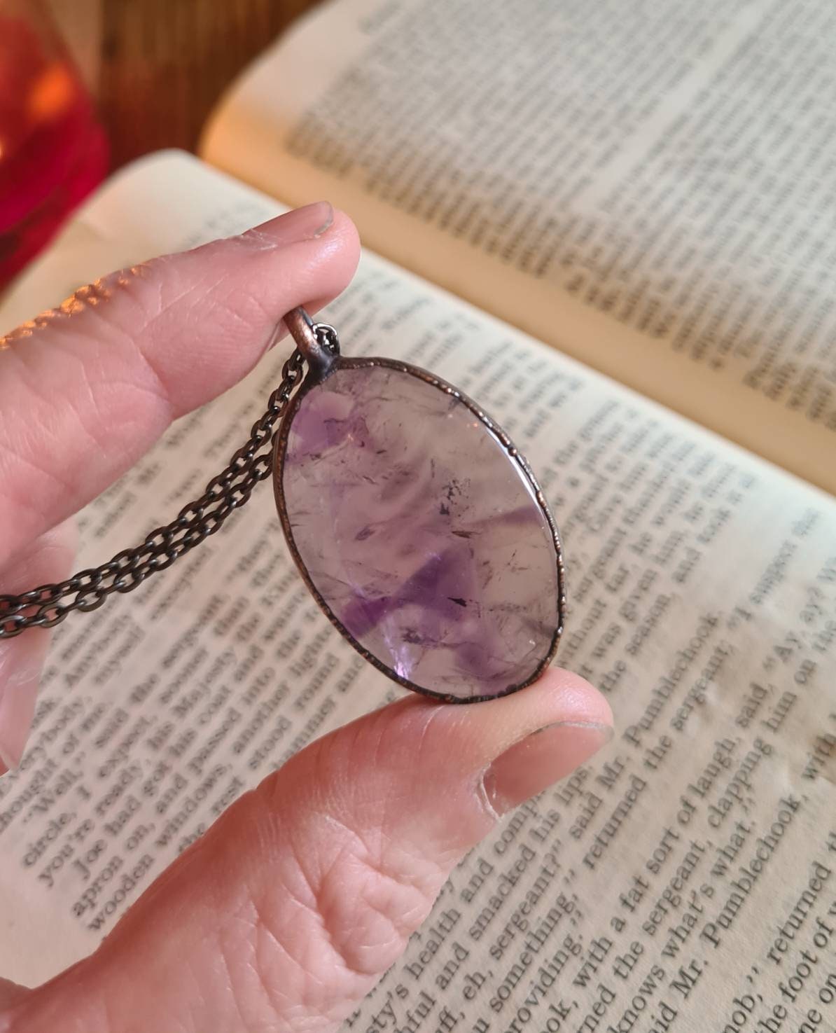 Trapiche Star Amethyst - Oval Gemstone - Copper Electroformed