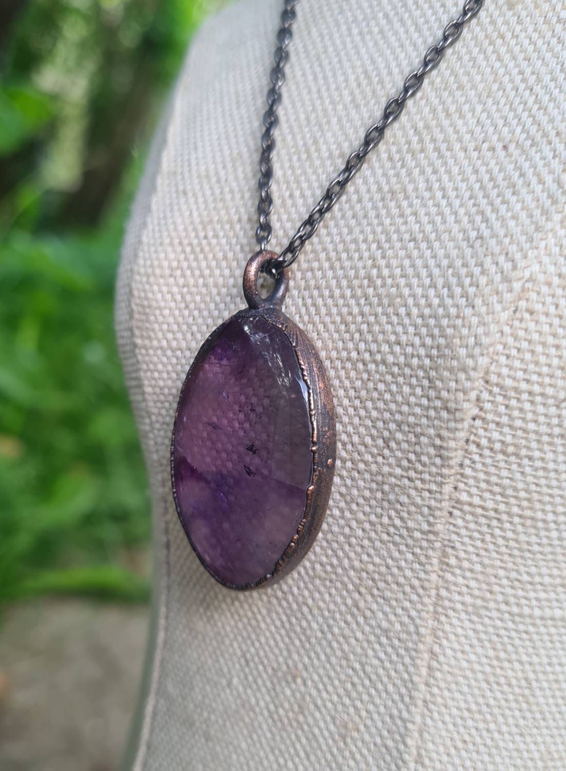 Trapiche Star Amethyst - Oval Gemstone - Copper Electroformed