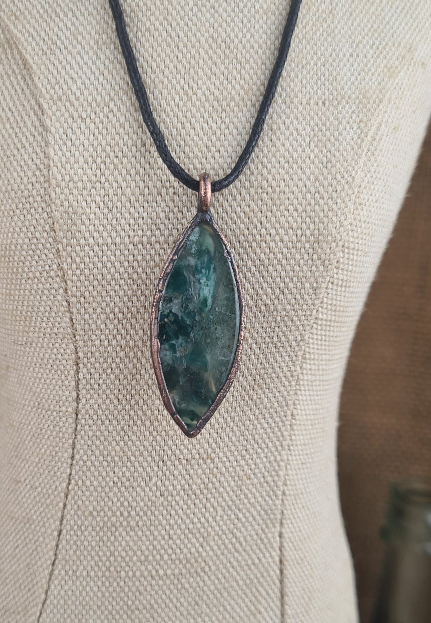 Green Chalcedony Cabochon - Oval Gemstone - Copper Electroformed