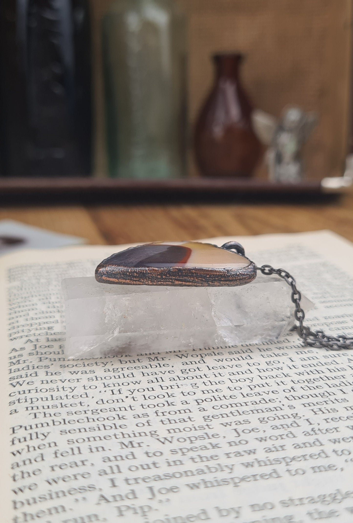 Mookaite Red Jasper Cabochon - Heart Gemstone - Copper Electroformed