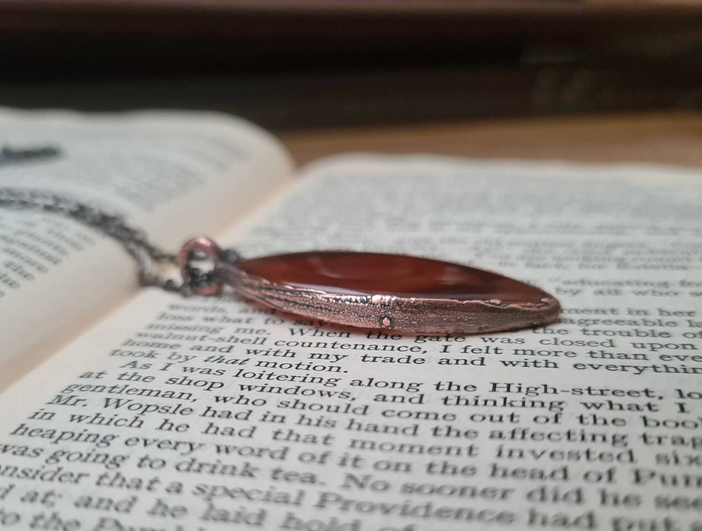 Red Botswana Agate Pendant - Oval Gemstone - Copper Electroformed