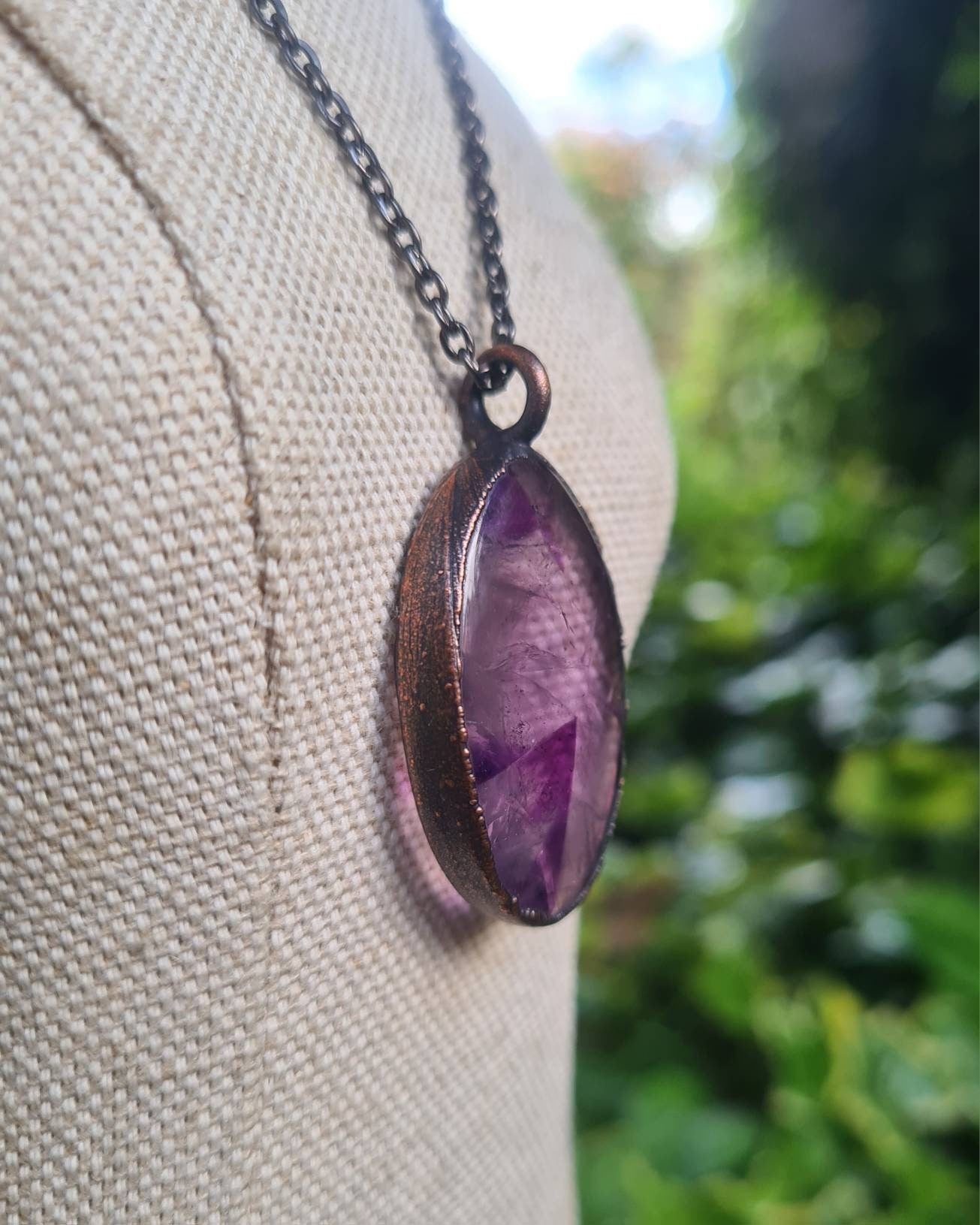 Trapiche Star Amethyst - Oval Gemstone - Copper Electroformed