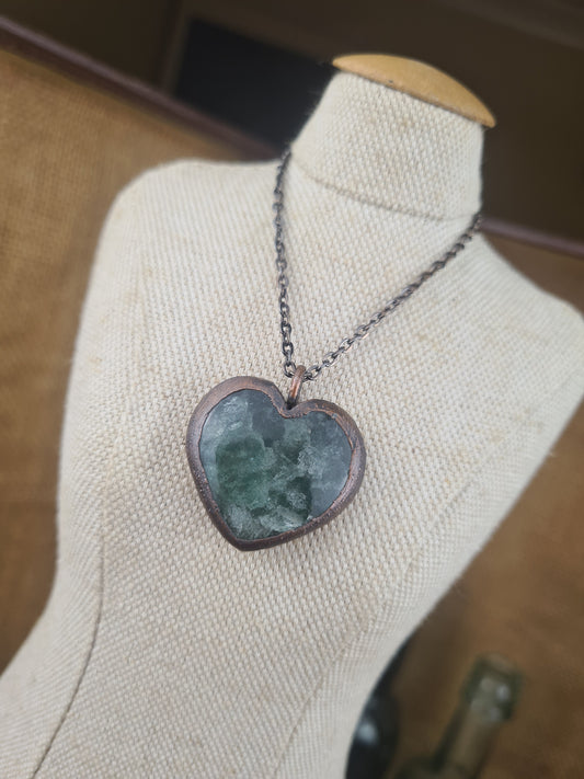 Strawberry Quartz Pendant - Heart Shaped - Copper Electroformed