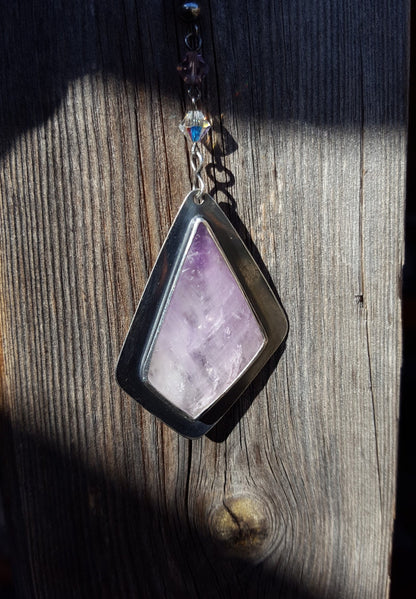 1970's Fluorite Quartz - Freeform Gemstone - Sterling Silver