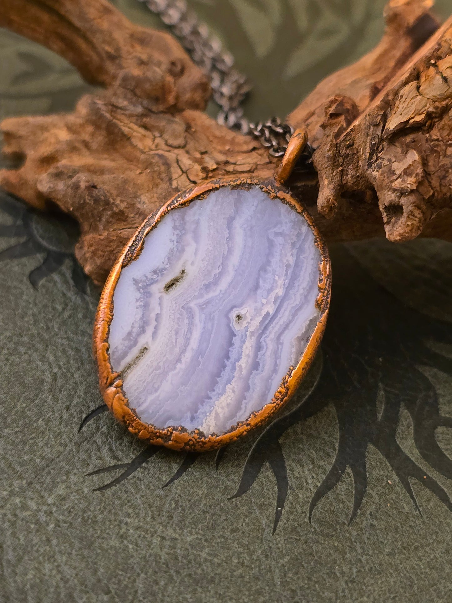 Owyhee Opal Cabochon - Oval Gemstone - Copper Electroformed