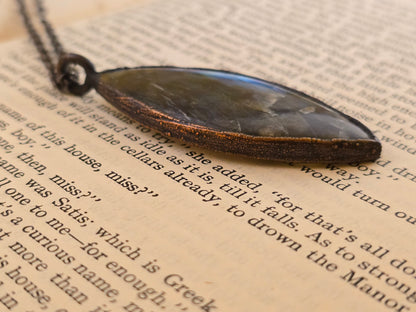 Labradorite Pendant - Freeform Gemstone - Copper Electroformed