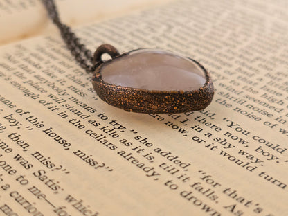 Rose Quartz Pendant - Heart Shaped - Copper Electroformed