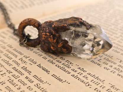 Quartz Pendant - Crystal Gemstone - Copper Electroformed