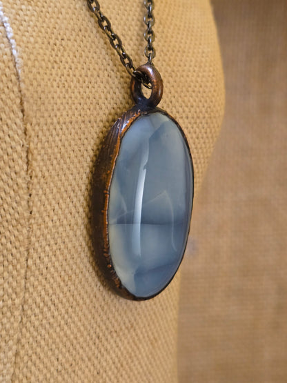 Blue Owyhee Opal Cabochon - Oval Gemstone - Copper Electroformed