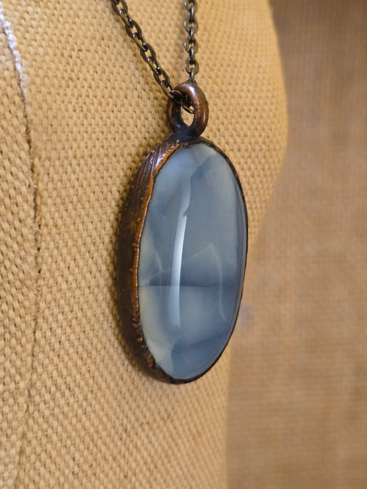 Blue Owyhee Opal Cabochon - Oval Gemstone - Copper Electroformed