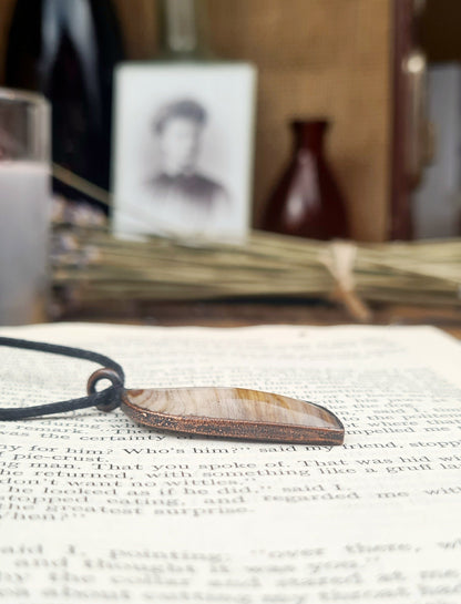 Fossilised Wood Pendant - Freeform Gemstone - Copper Electroformed
