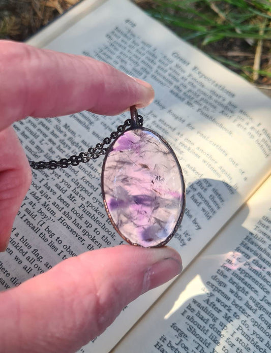 Trapiche Star Amethyst - Oval Gemstone - Copper Electroformed