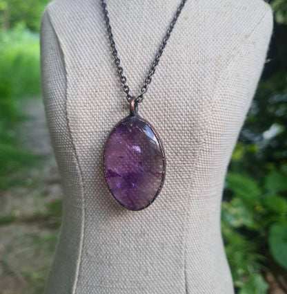 Trapiche Star Amethyst - Oval Gemstone - Copper Electroformed
