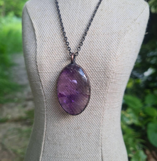 Trapiche Star Amethyst - Oval Gemstone - Copper Electroformed
