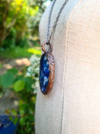Fused Glass Pendant - Oval Gemstone - Copper Electroformed