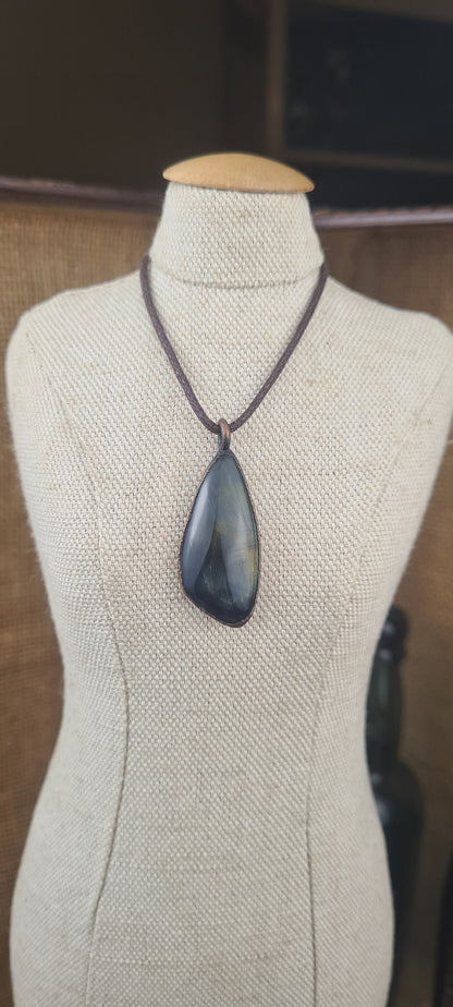 Blue Tigers Eye Cabochon - Freeform Gemstone - Copper Electroformed