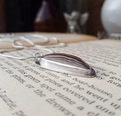 Brown Fossilized Wood Pendant - Freeform Gemstone - Sterling Silver