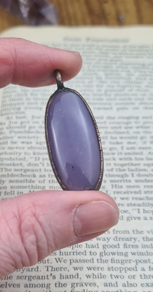 Purple Amethyst Pendant - Oval Gemstone - Copper Electroformed