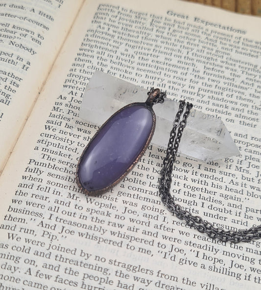 Purple Amethyst Pendant - Oval Gemstone - Copper Electroformed