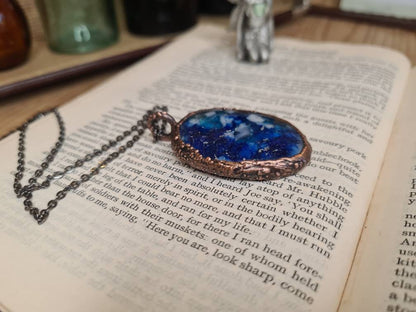 Fused Glass Pendant - Oval Gemstone - Copper Electroformed