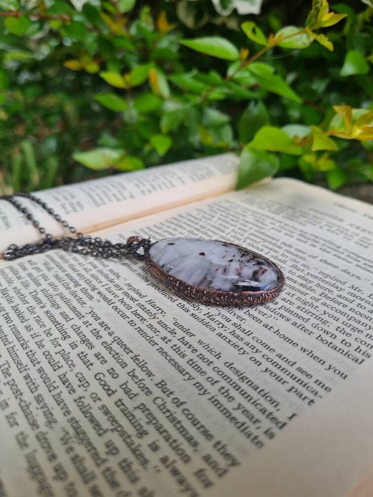 Fused Glass - Oval Gemstone - Copper Electroformed