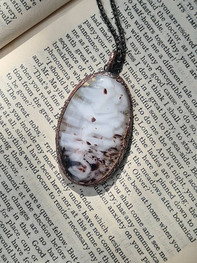 Fused Glass - Oval Gemstone - Copper Electroformed