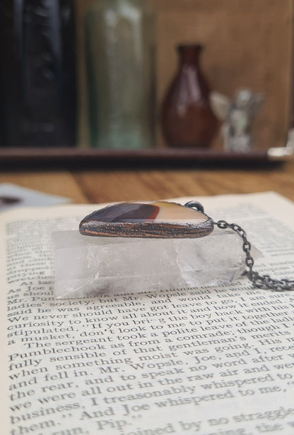 Mookaite Red Jasper Cabochon - Heart Gemstone - Copper Electroformed