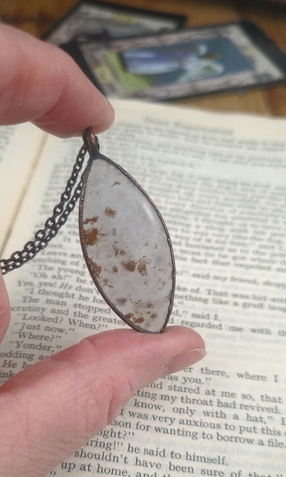 Pendentif en agate mousse violette - Pierre précieuse ovale - Cuivre électroformé