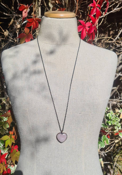 Rose Quartz Cabochon - Heart Gemstone - Copper Electroformed