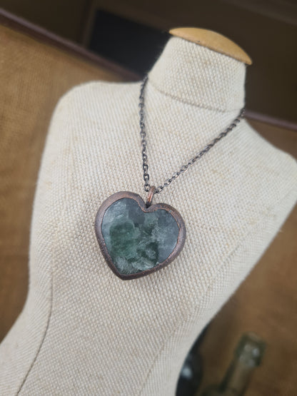 Strawberry Quartz Pendant - Heart Shaped - Copper Electroformed