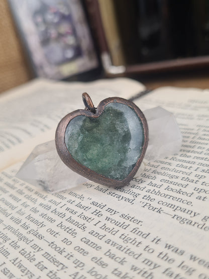 Strawberry Quartz Pendant - Heart Shaped - Copper Electroformed
