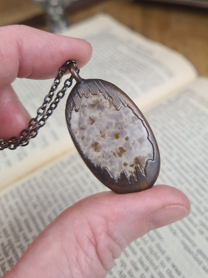 Purple Moss Agate Cabochon - Oval Gemstone - Copper Electroformed