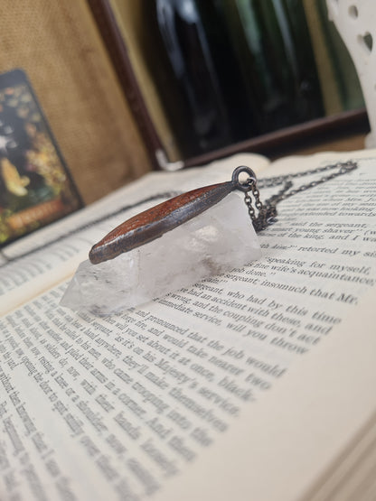 Red Moss Pendant - Freeform Gemstone - Copper Electroformed