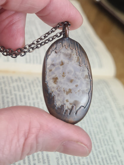 Purple Moss Agate Cabochon - Oval Gemstone - Copper Electroformed