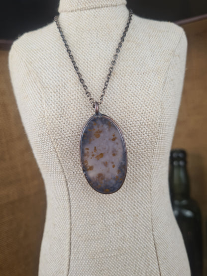 Purple Moss Agate Cabochon - Oval Gemstone - Copper Electroformed