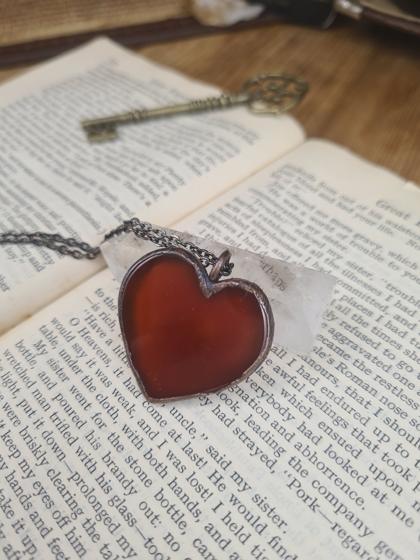 Orange Carnelian Cabochon - Heart Gemstone - Copper Electroformed