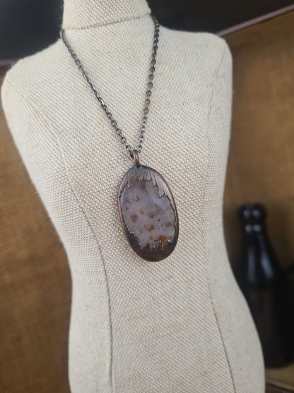Purple Moss Agate Cabochon - Oval Gemstone - Copper Electroformed