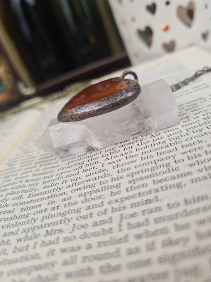 Orange Carnelian Cabochon - Heart Gemstone - Copper Electroformed