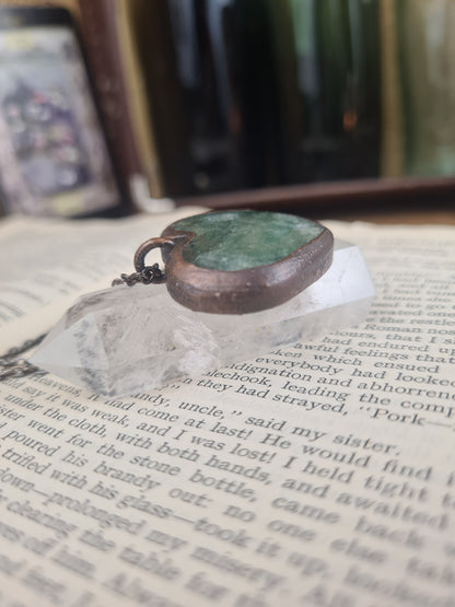 Strawberry Quartz Pendant - Heart Shaped - Copper Electroformed