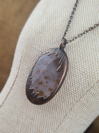 Purple Moss Agate Cabochon - Oval Gemstone - Copper Electroformed